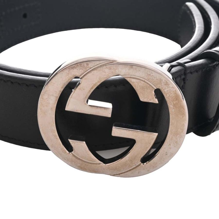 GUCCI グッチ ベルト 114874 ブラック レザー インターロッキングG GUCCI 美品 グッチ 114874 インターロッキングG レザー ベルト