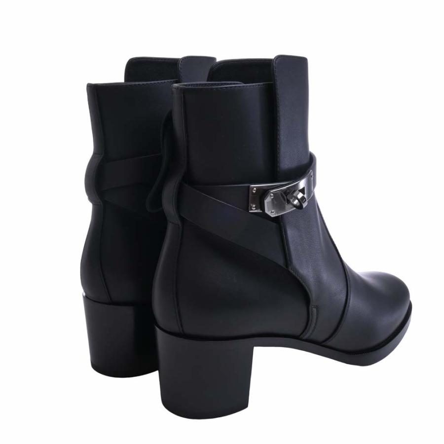 未使用 エルメス ブランシュ レザー Hバックル ショートブーツ ブラック 名古屋】【HERMES】エルメス ブランシュ ショートブーツ 38 24.5