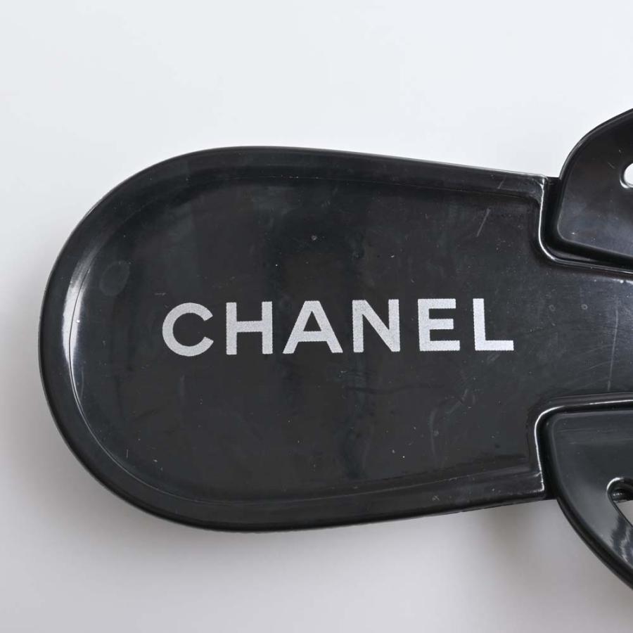シャネル CHANEL サンダル カメリア ココマーク ブラック レザー 希少 CHANEL シャネル カメリア ココマーク サンダル #36 ブラック