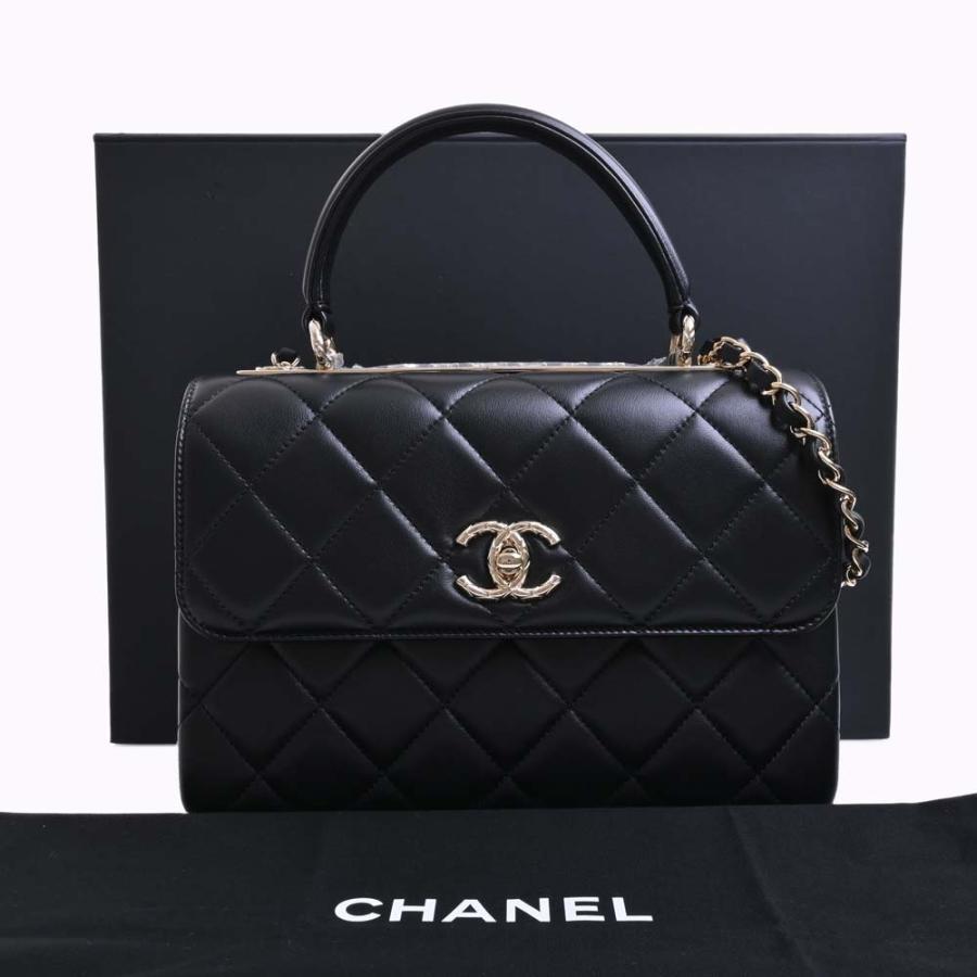 CHANEL シャネル ラムスキン マトラッセ ココマーク トップハンドル 2WAY チェーン ショルダーバッグ ブラック レディース by｜b-rakuichi｜03