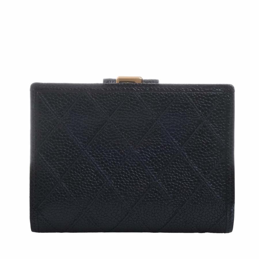 箱付美品 シャネル 二つ折り財布 ビコローレ キャビアスキン がま口 コンパクト CHANEL 】美品 ビコローレがま口財布 二つ折り財布 キャビアスキン