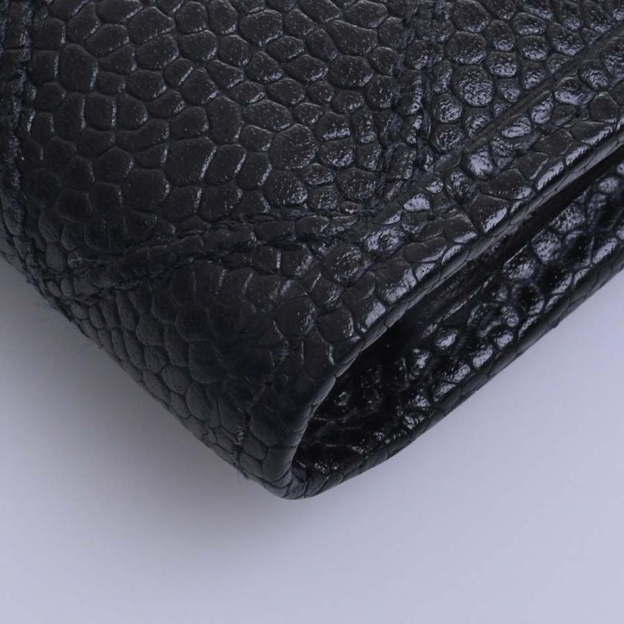 箱付美品 シャネル 二つ折り財布 ビコローレ キャビアスキン がま口 コンパクト CHANEL 】美品 ビコローレがま口財布 二つ折り財布 キャビアスキン