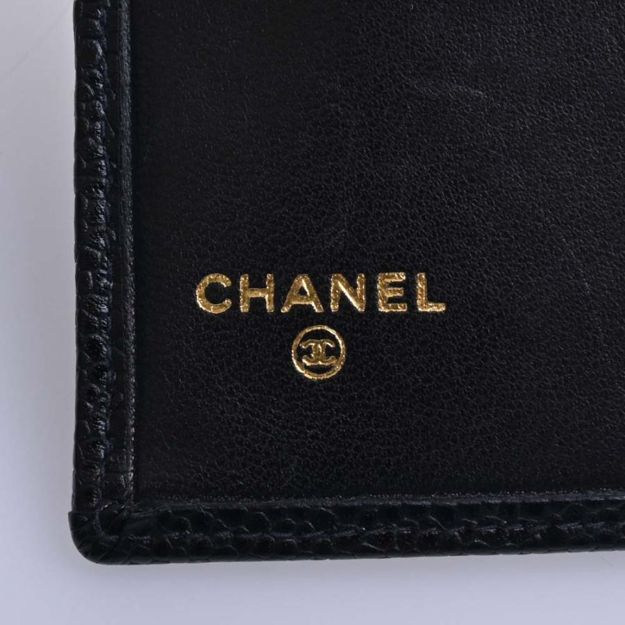 シャネル キャビアスキン がま口 コンパクト ウォレット ブラック ビコローレ CHANEL シャネル キャビアスキン ビコローレ ココマーク がま口