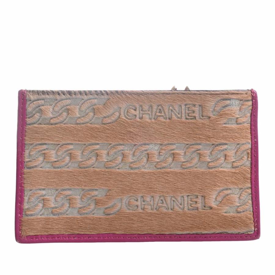 CHANEL シャネル ハラコ レザー ココマーク キーリング付 コインケース ベージュ/ピンク レディース by｜b-rakuichi｜02