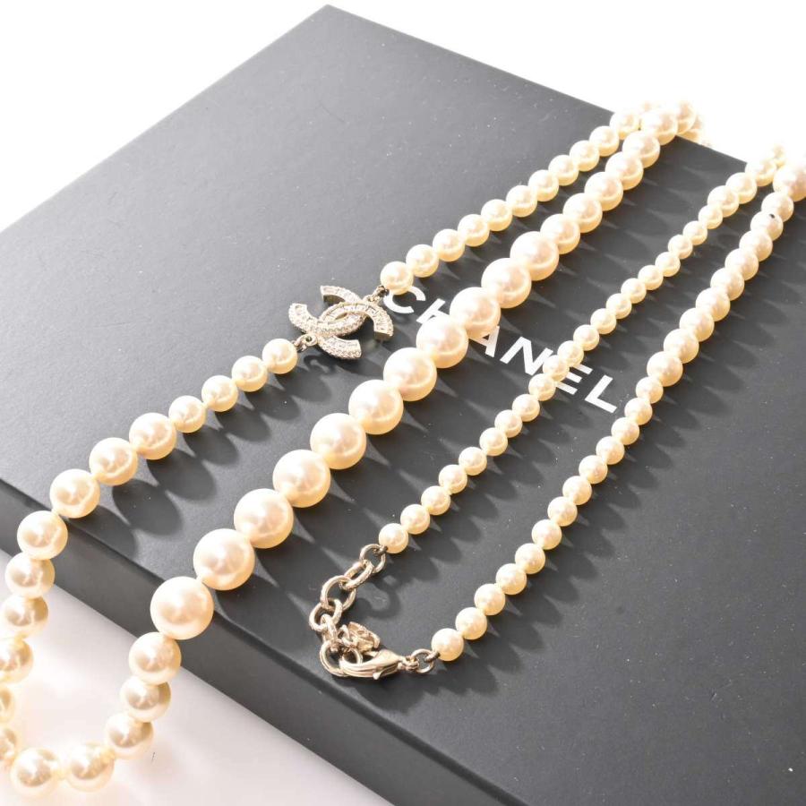 シャネル Chanel フェイクパール ラインストーン ココマーク ネックレス ホワイト フェイクパール メタル ブランド 中古 B ブランド楽市 通販 Yahoo ショッピング