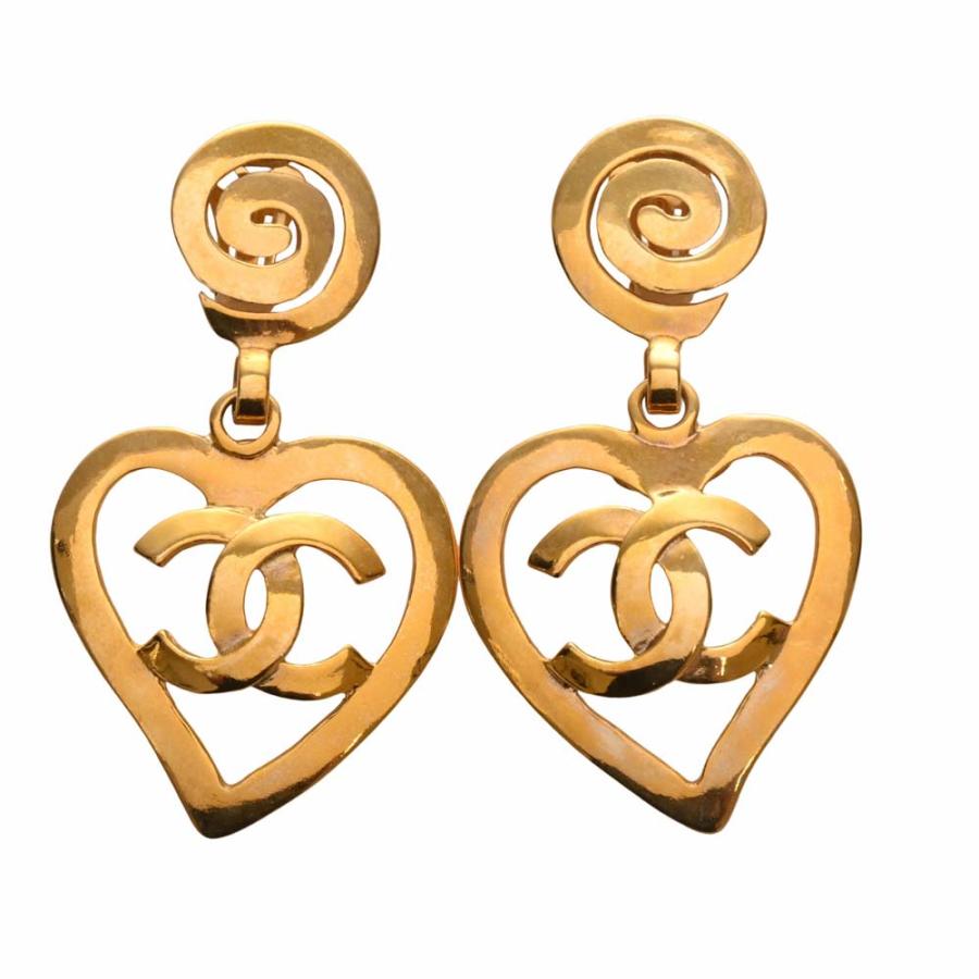 CHANEL シャネル ハート ココマーク イヤリング ゴールド レディース 
