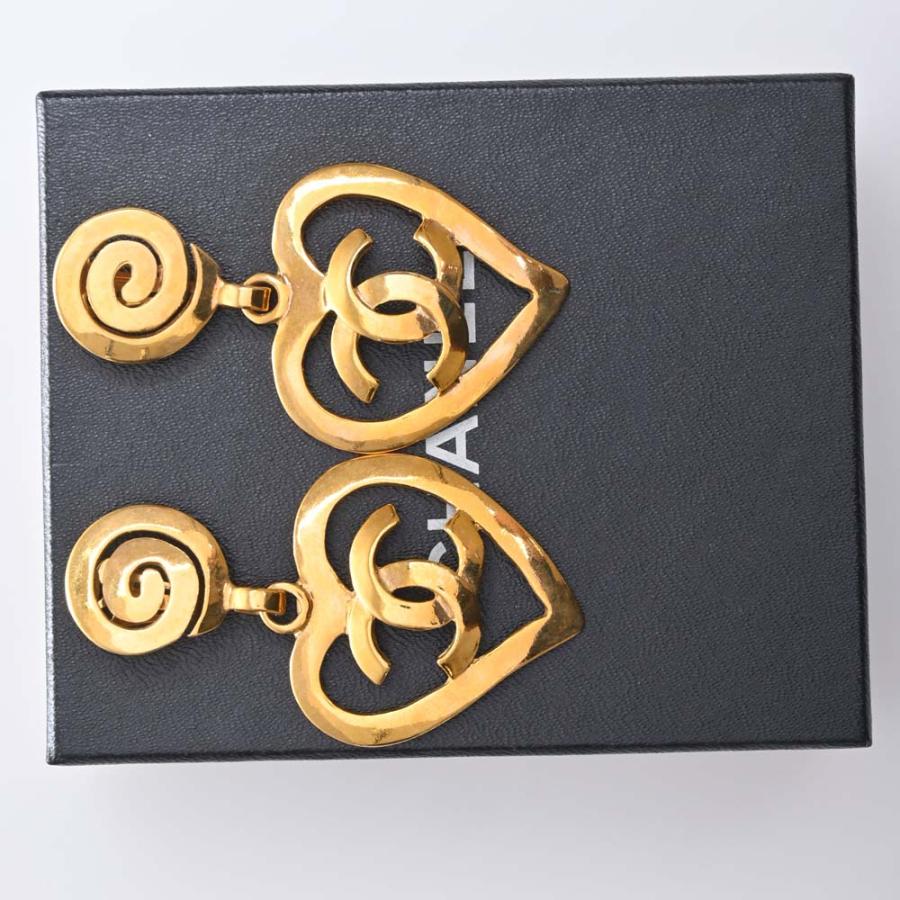 CHANEL シャネル ハート ココマーク イヤリング ゴールド レディース 