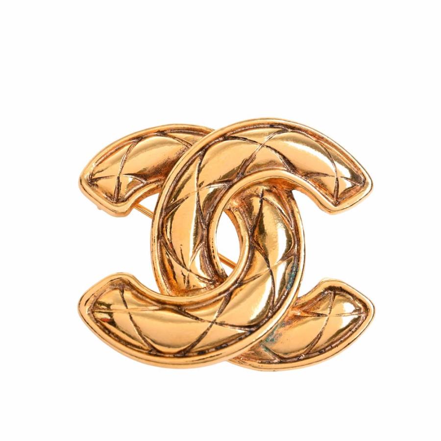 CHANEL シャネル マトラッセ ココマーク ブローチ ゴールド レディース 