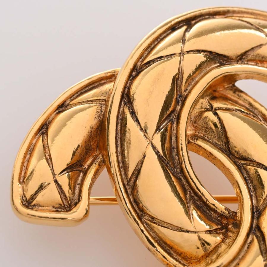 CHANEL シャネル マトラッセ ココマーク ブローチ ゴールド