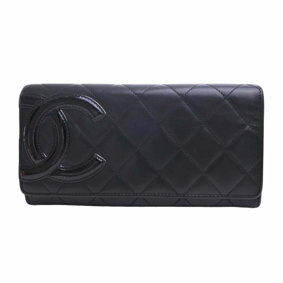 CHANEL シャネル レザー カンボン ココマーク 二つ折り 長財布 CHANEL シャネル レザー カンボン ココマーク 二つ折り 長財布