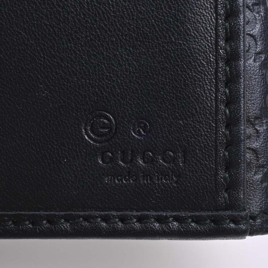 。GUCCI グッチ　二つ折り財布　グッチ　ブラック GUCCI グッチ マイクログッチシマ 2つ折長財布 二つ折り長財布