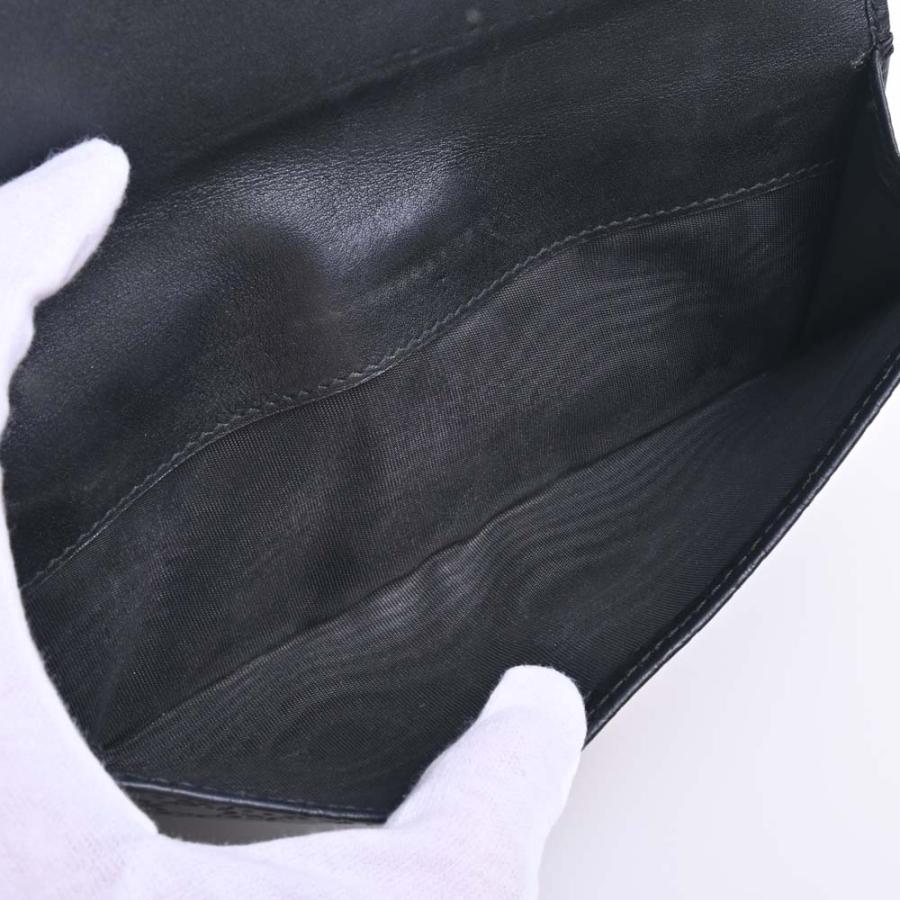 。GUCCI グッチ　二つ折り財布　グッチ　ブラック GUCCI Gucci グッチ マイクログッチシマ レザー 二つ折り 長財布