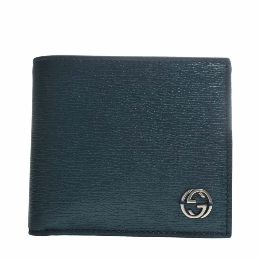GUCCI Gucci グッチ インターロッキングG レザー 二つ折り コンパクト 