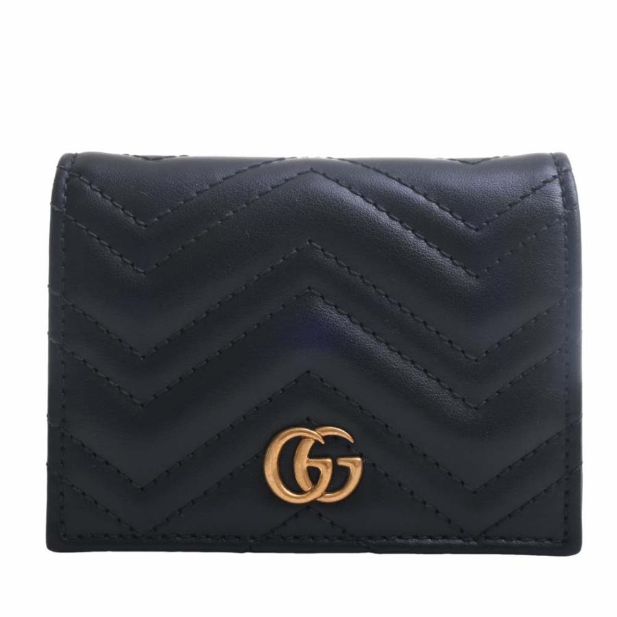 【正規品】GUCCI グッチ GGマーモント 二つ折り財布　レザー ブラック GUCCI（グッチ） 財布 二つ折り ダブルG 二つ折りウォレット GG