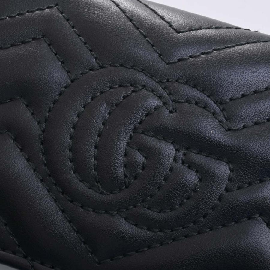 【美品】Gucci 二つ折り財布 GGマーモント 466492 黒　レザー GUCCI グッチ 二つ折り財布 レディース GGマトラッセ ブラック