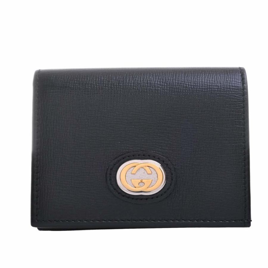 Gucci グッチ インターロッキングG レザー 二つ折り コンパクト財布 