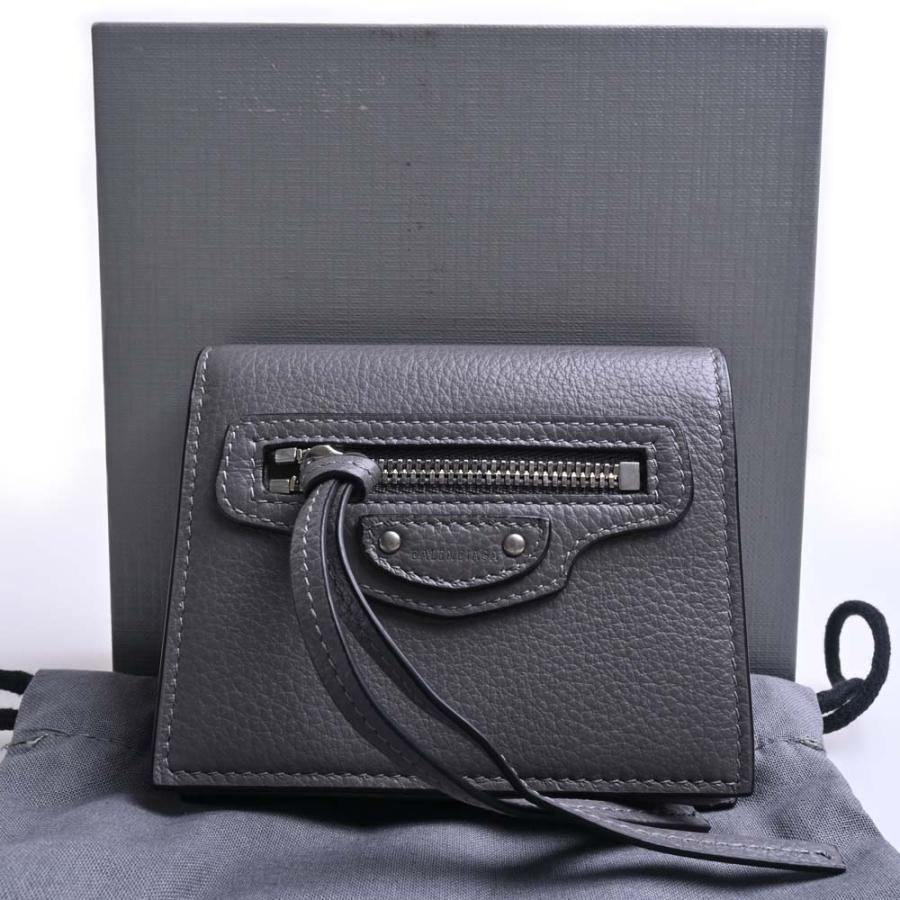 BALENCIAGA - バレンシアガ BALENCIAGA ネオクラシック 640111 コンパクトウォレット 2つ折り財布 レザー グレー BALENCIAGA Balenciaga バレンシアガ レザー ネオクラシック 二