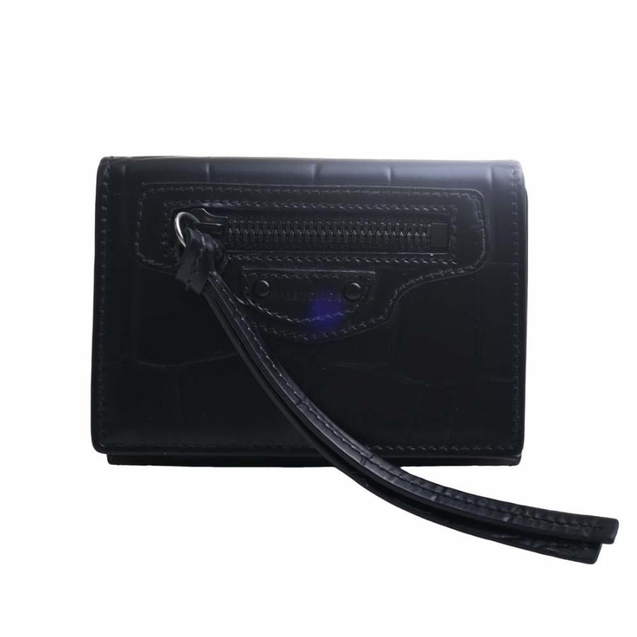BALENCIAGA ネオクラシック コンパクト 三つ折り財布 クロコ型押し