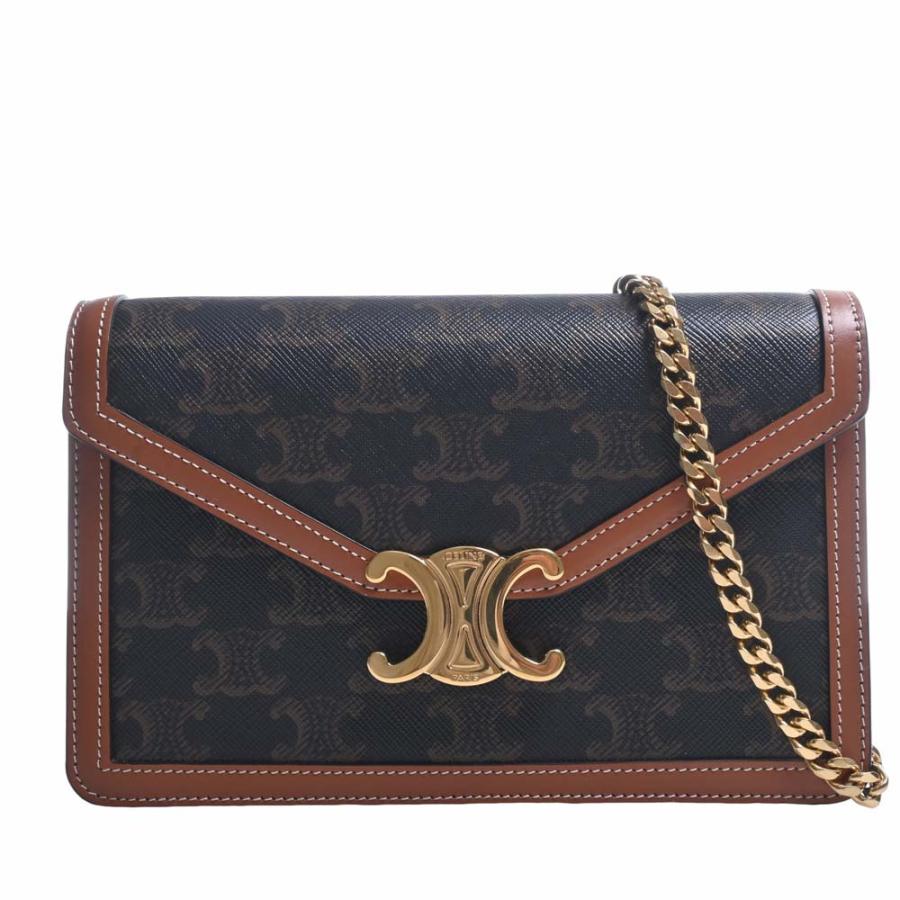CELINE（セリーヌ） レザー トリオンフ チェーン ショルダーウォレット