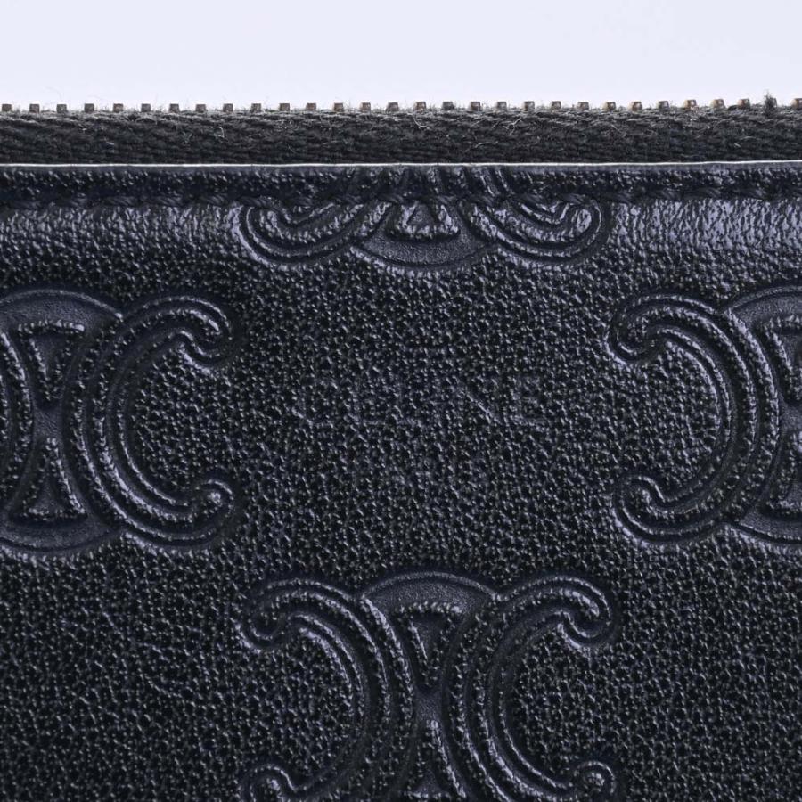 極美品 セリーヌ トリオンフ　フック付き ケース　総柄　ブラック レザー CELINE(セリーヌ) トリオンフ総柄レザーカードケース F-FG2264