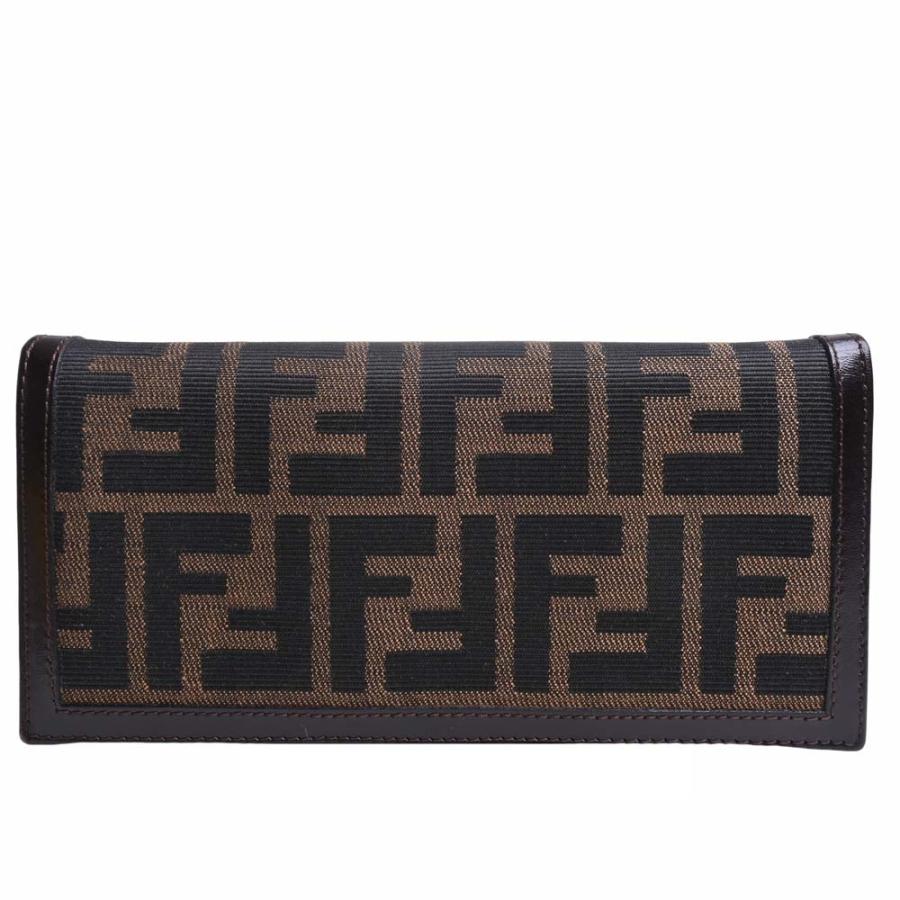 FENDI 長財布　ズッカ柄　キャンバス　レザー　フェンディ FENDI フェンディ 長財布 ズッカ柄 キャンバス×レザー ブラウン