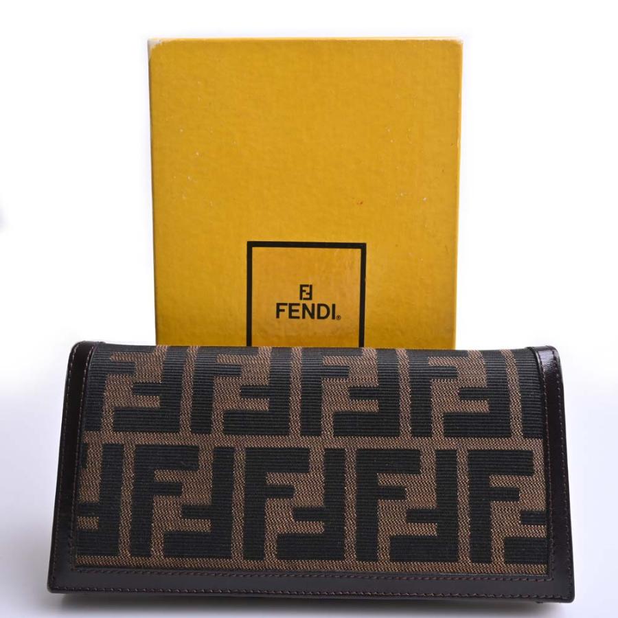 ❣️美品❣️ FENDI フェンディ　二つ折り財布 ブラウン キャンバス　ズッカ柄 FENDI フェンディ 二つ折り財布 2289 01694 009 キャンバス
