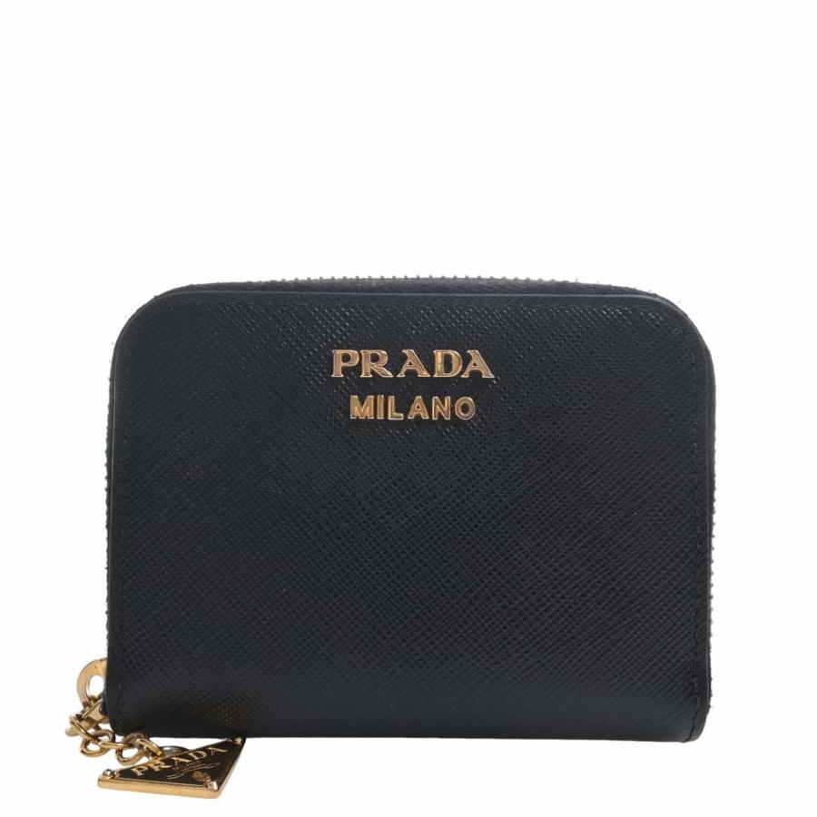 PRADA プラダ サフィアーノ ラウンドファスナー コインケース ブラック 