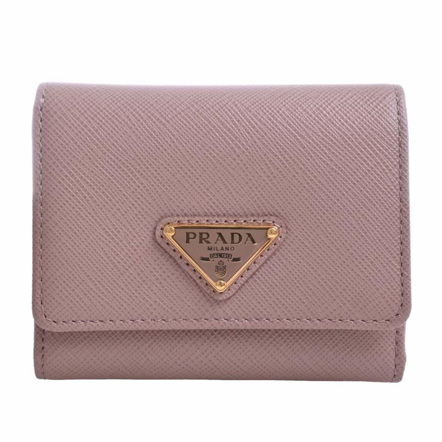 PRADA サフィアーノトライアングル 三つ折り財布 ピンク PRADA（プラダ） トライアングル財布 ピンク サフィアーノ 1MH043 三