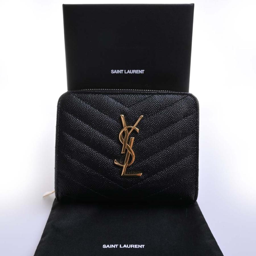 イヴサンローラン YSL カサンドラマテラッセ 2つ折り財布 668288 SAINT LAURENT サンローラン 二つ折り財布 レディース ブラック