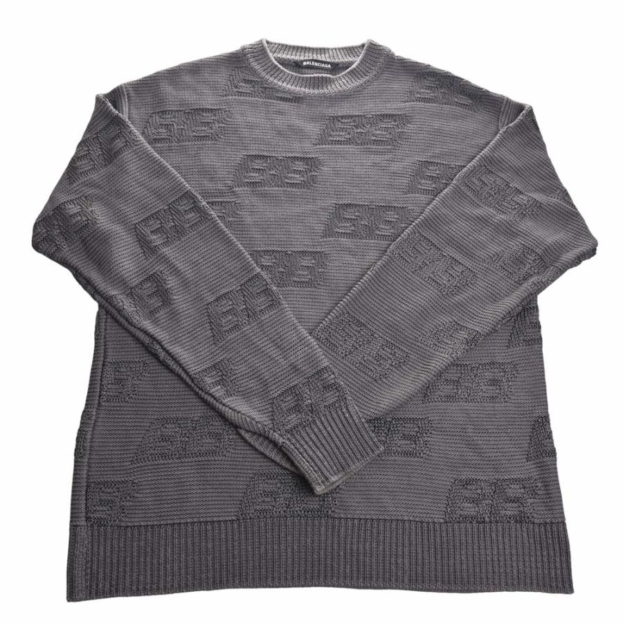 BALENCIAGA ロゴニットセーター XS グレー Mirror mini allover logo sweater medium fit