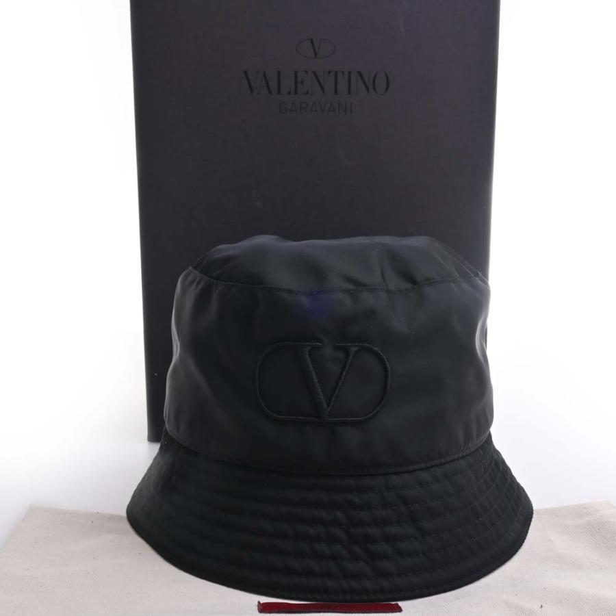 値下げ‼️【美品】ヴァレンティノ　バケットハット　ブラック/58 VALENTINO ヴァレンティノ ナイロン ロゴ バケットハット #58