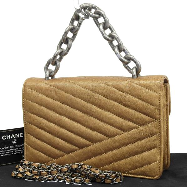 CHANEL シャネル レザー 2WAY チェーン ショルダーバッグ ゴールド レディース gy｜b-rakuichi｜02