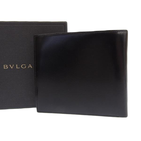 BVLGARI ブルガリ レザー 2つ折り コンパクト財布 20064 ブラック メンズ gy｜b-rakuichi｜02