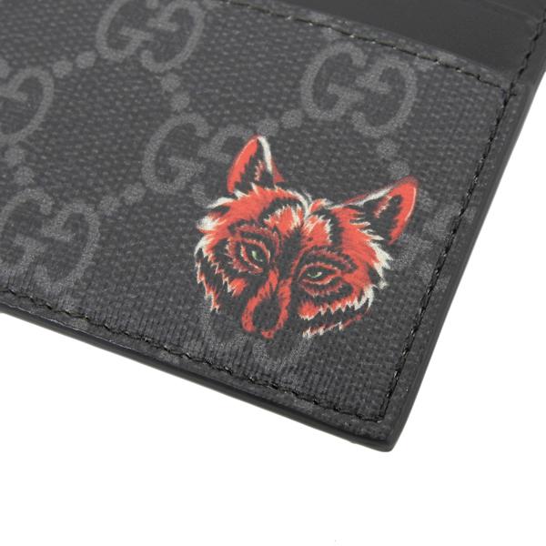 GUCCI Gucci グッチ GGスプリーム レザー ウルフ カードケース
