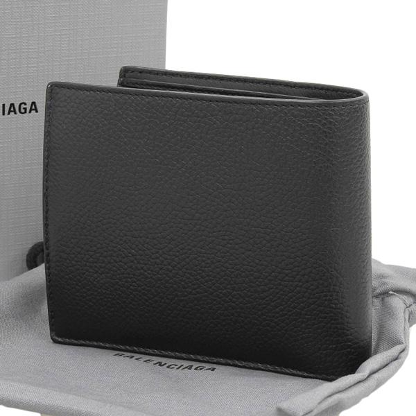 BALENCIAGA 二つ折り財布　黒レザー BALENCIAGA バレンシアガ 財布 二つ折り財布 キャッシュ ビ