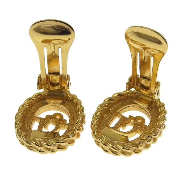 【美品】Dior ディオール ロゴオーバルイヤリング ゴールド Christian Dior クリスチャンディオール ロゴ オーバル