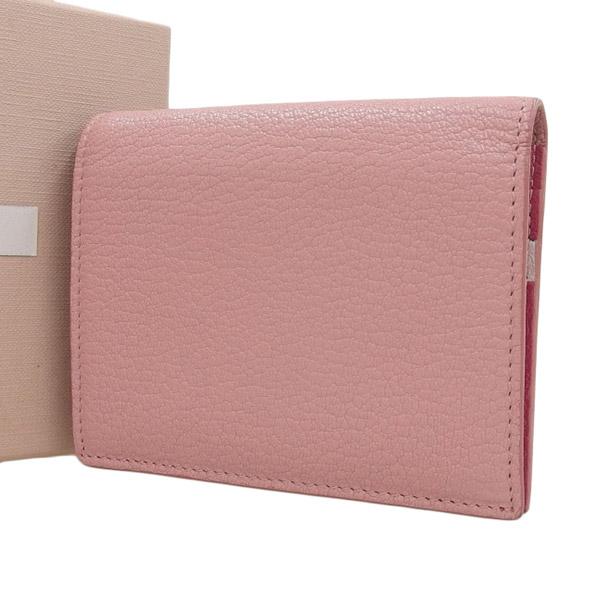 miumiu レザー　二つ折り財布 くすみピンク miu ミュウミュウ レザー 二つ折り コンパクト財布 ピンク