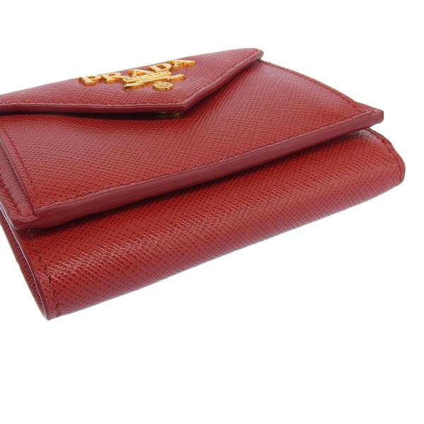 【美品】プラダ 三つ折財布 コンパクト財布 サフィアーノレザー 小銭入れ 赤 PRADA プラダ サフィアーノ 三つ折り コンパクト財布 レッド