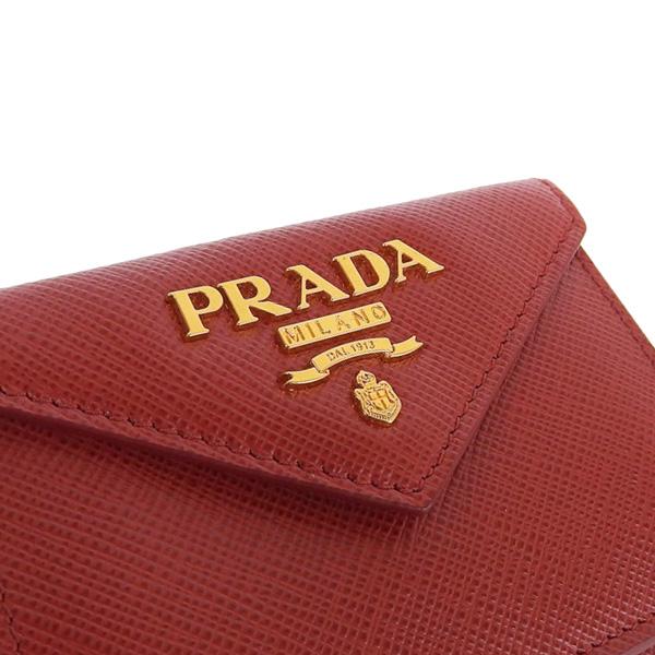 【美品】プラダ 三つ折財布 コンパクト財布 サフィアーノレザー 小銭入れ 赤 PRADA プラダ サフィアーノ 三つ折り コンパクト財布 レッド