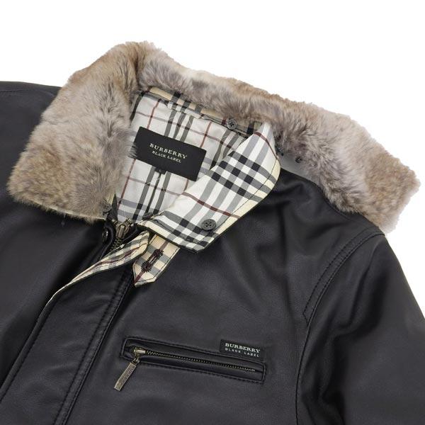 【良品】バーバリー ブラックレーベル レザージャケット 黒 L コート ファー BURBERRY BLACK LABEL】【アウター】バーバリーブラックレーベル