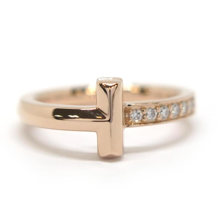 TIFFANY&Co. TIFFANY ティファニー K18PG Tワン ナロー ダイヤ リング  
