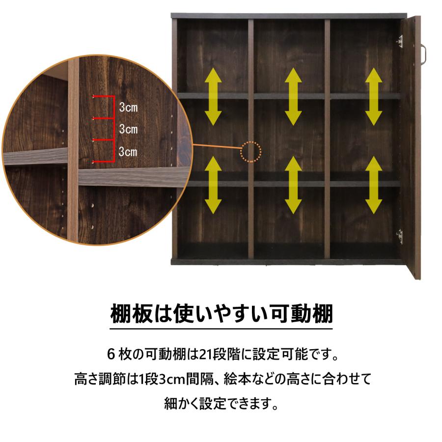 タカシン家具工業 本棚 扉付き 絵本棚 ブルックリン ヴィンテージ 絵本