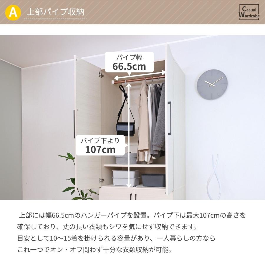 ワードローブ クローゼット 2台セット タカシン家具工業 クローゼット 扉 幅74 ハンガーラック ワードローブ