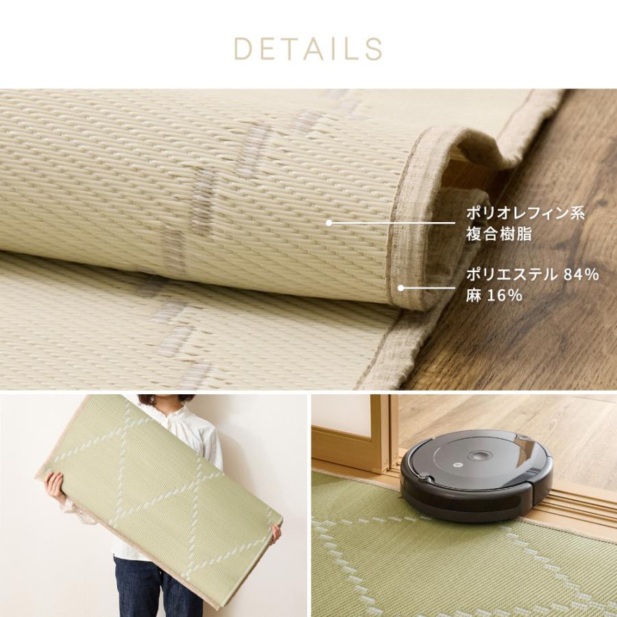 全8型×3色 い草風カーペット モンド 裏貼り 洗える ビニール風 花ござ ラグ 畳の上に敷ける 敷き詰めラグ 和室 洋室 子供部屋 ペット チェック おしゃれ 萩原