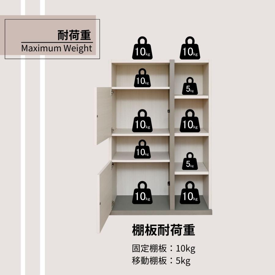 キャビネット アクセント 木製 サイドボード 本棚 リビング収納 オープン プッシュ扉 薄型 移動棚 扉付 白 グレージュ 日本製 pabo-1280ot 爆買 | タカシン家具工業 | 13