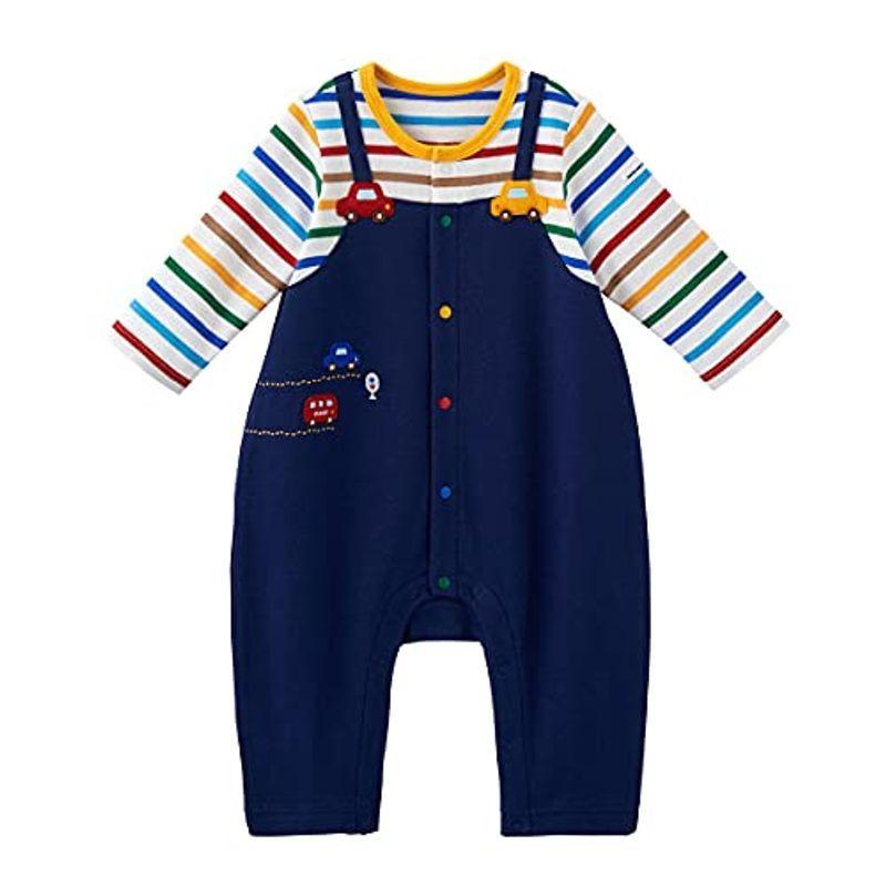 ミキハウス カバーオール ロンパース 男の子 ベビー ベビー服 赤ちゃん 43-1204-956 80cm 紺