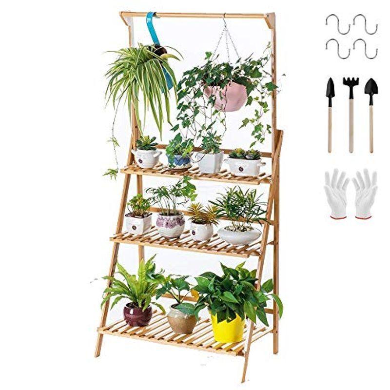 日本早割 ガーデンラック 3段 フラワースタンド 天然竹製 フラワーラック 幅100cm ハンギング 吊り下げ 花台 植物棚 多肉植物 棚 ベランダ クリアランス安い Ssl Daikyogo Or Jp
