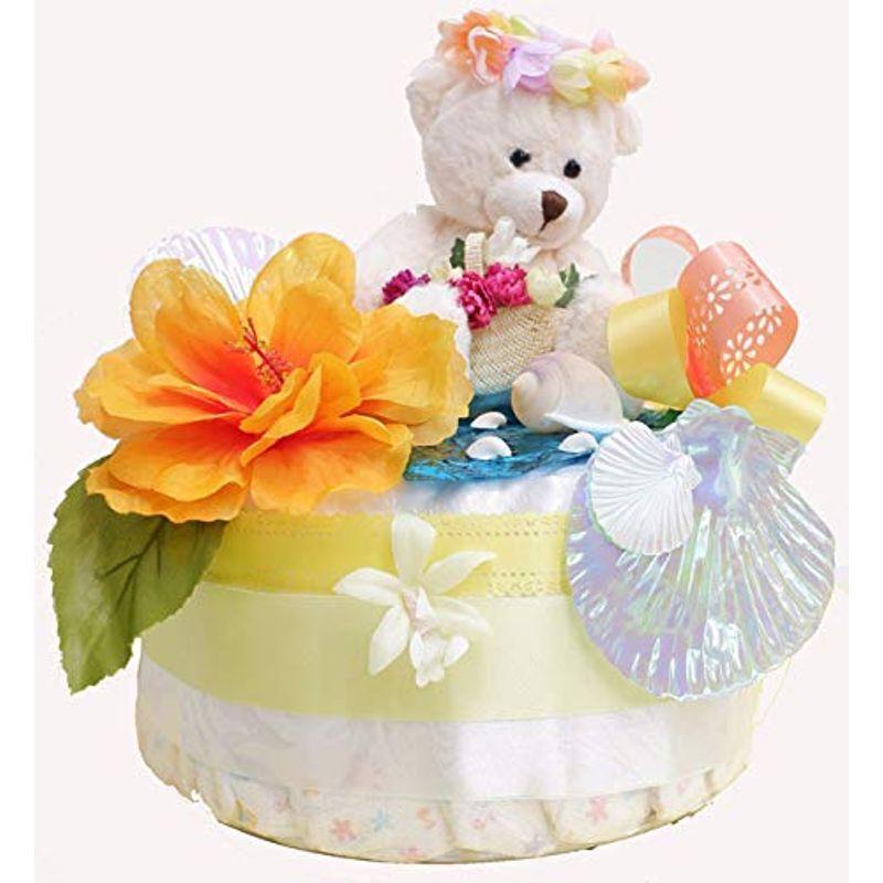 最大50 Offクーポン おむつケーキ ハワイのクマちゃん オレンジ くまさん ハワイアンケーキ