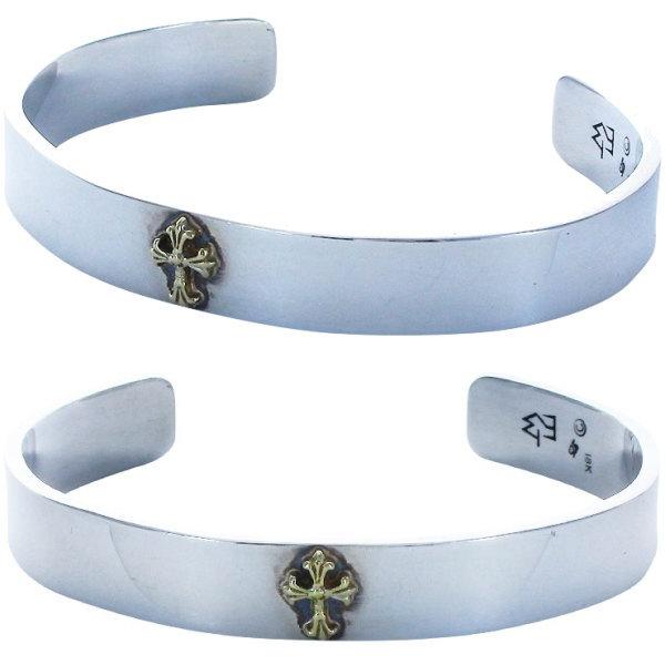 トラヴィスワーカー(TRAVIS WALKER) 18K ゴールド スモールダブルクロス シルバーバングルの画像