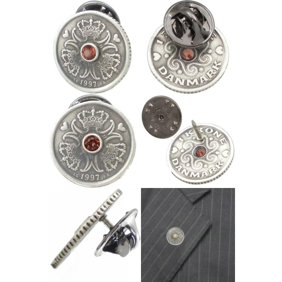 1月)ガーネットクローネ コイン シルバー ピンバッジ ピンズ 誕生石